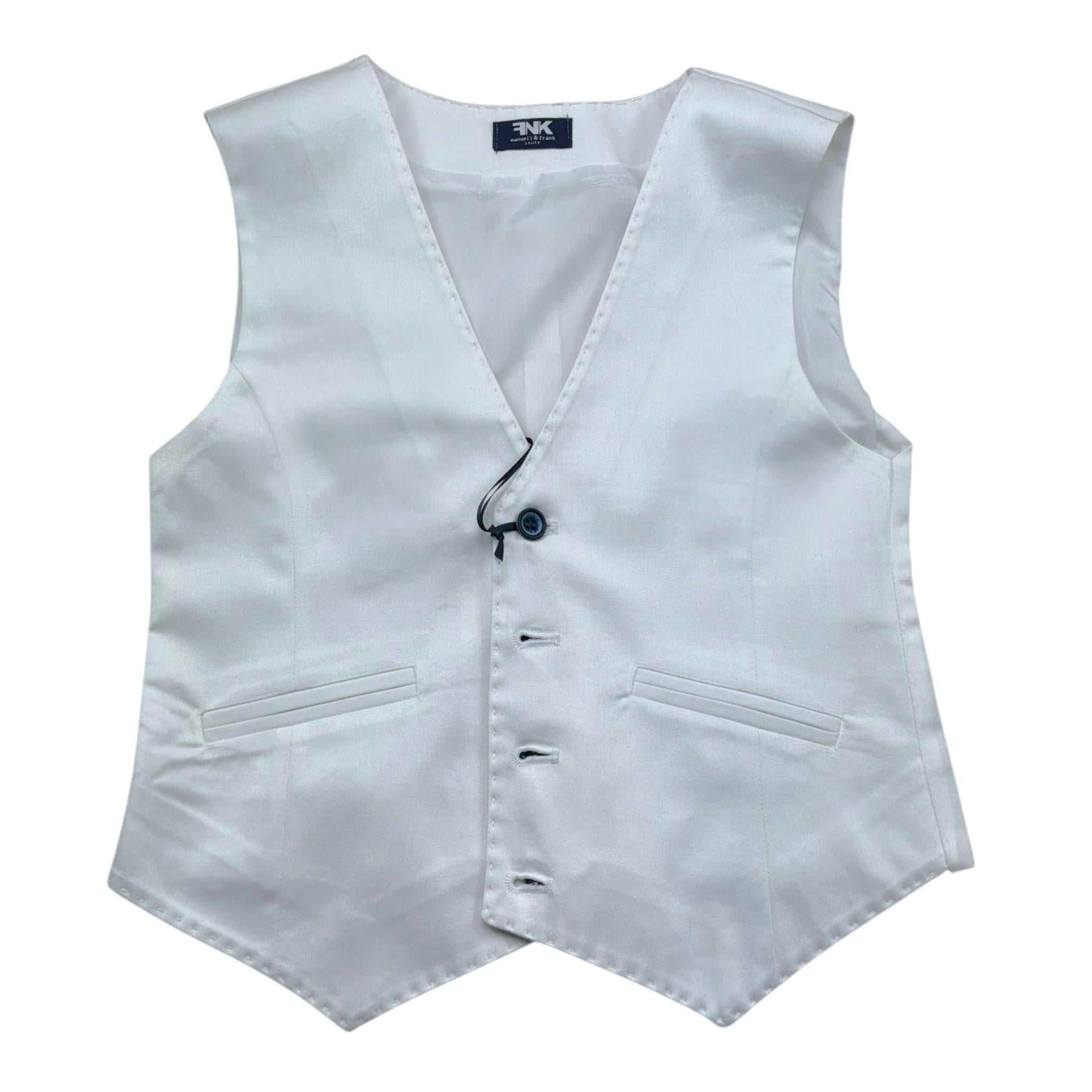 Manuel & Frank Gilet Tinta Unita con Fantasia per Bambino MF5140R BIANCO MANUEL & FRANK 