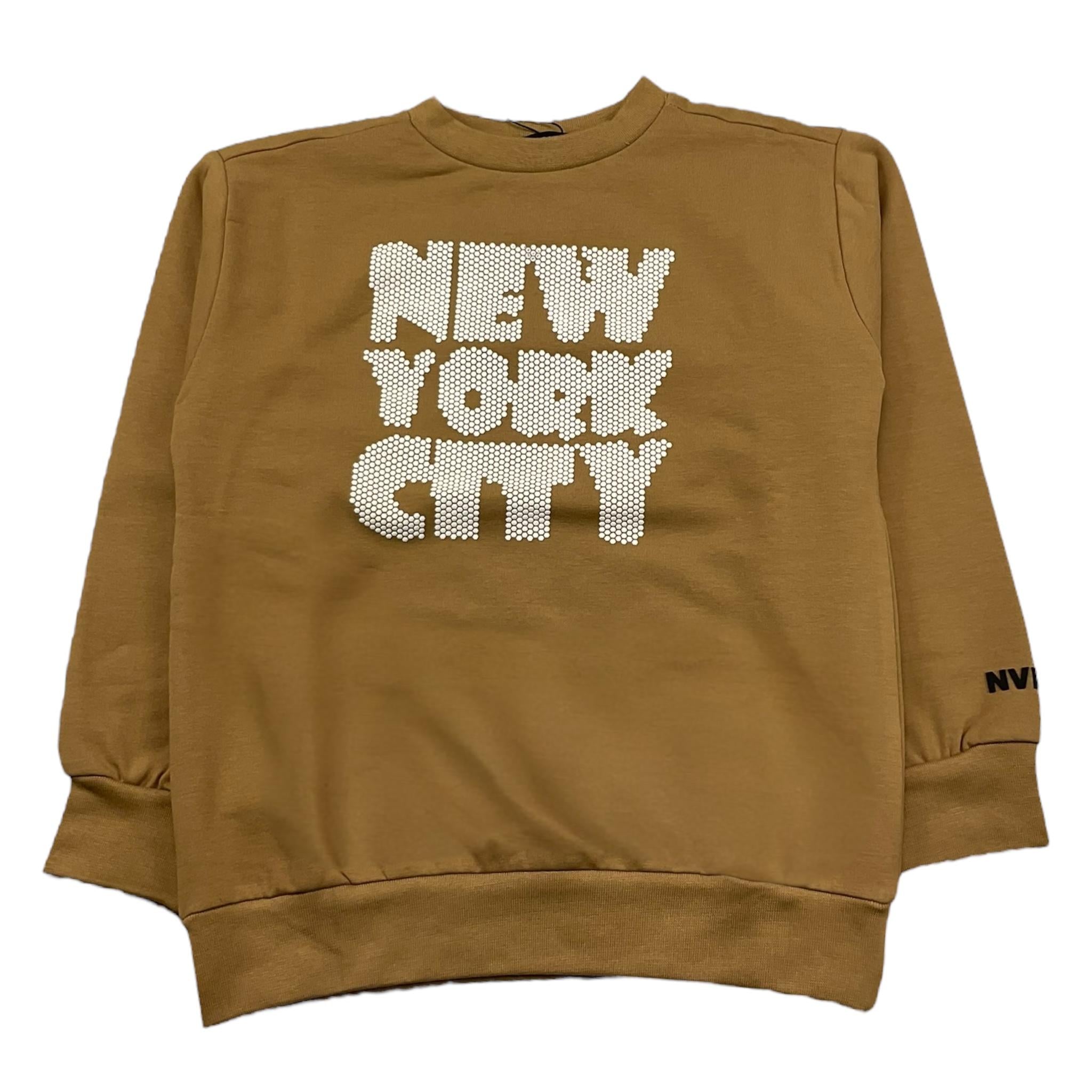 NEVER TOO felpa chiusa girocollo tinta unita con stampa in contrasto Cammello per Bambino NT2216B CAMMELLO NEVER TOO 