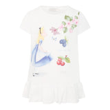 Monnalisa Maxi T-Shirt Girocollo Tinta Unita con Brillantini per Bambina 19E620 BIANCO MONNALISA 