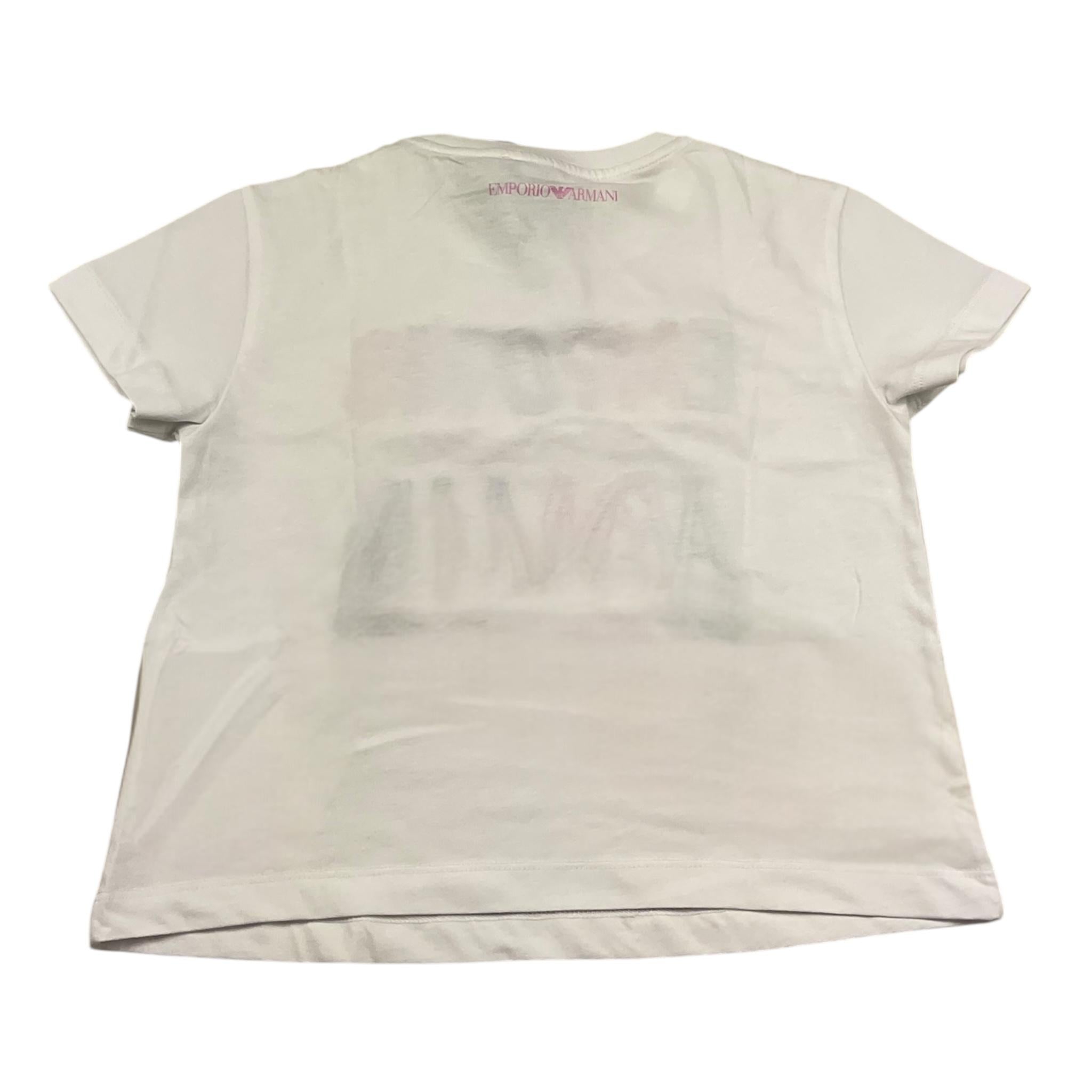 Emporio Armani T-Shirt Girocollo Tinta Unita con Ricami Logo per Bambina 3R3T7U BIANCO EMPORIO ARMANI 