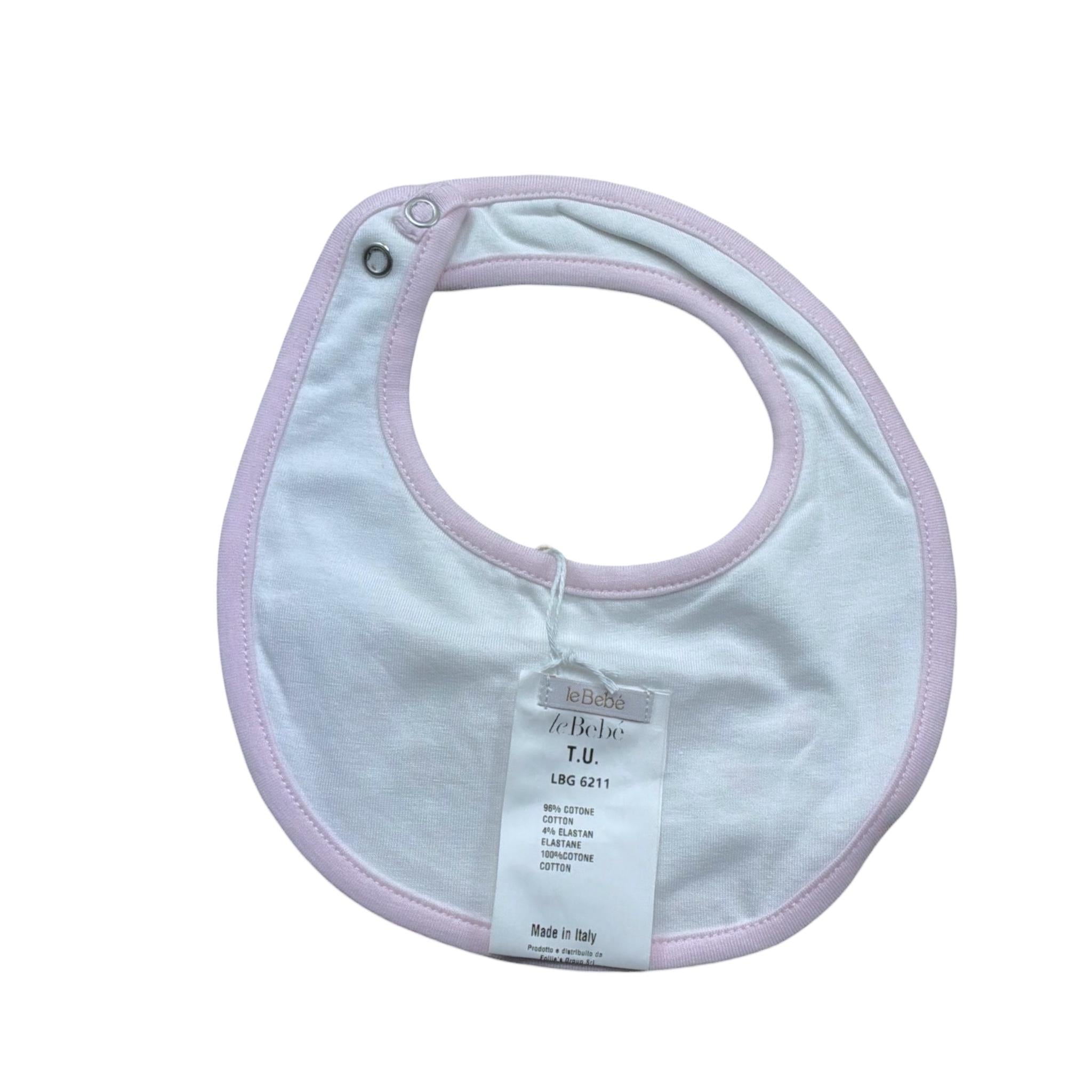 Le Bebe' Bavetta Tinta Unita con Stampa per Neonata LBG6211 BIANCO LE BEBE' 