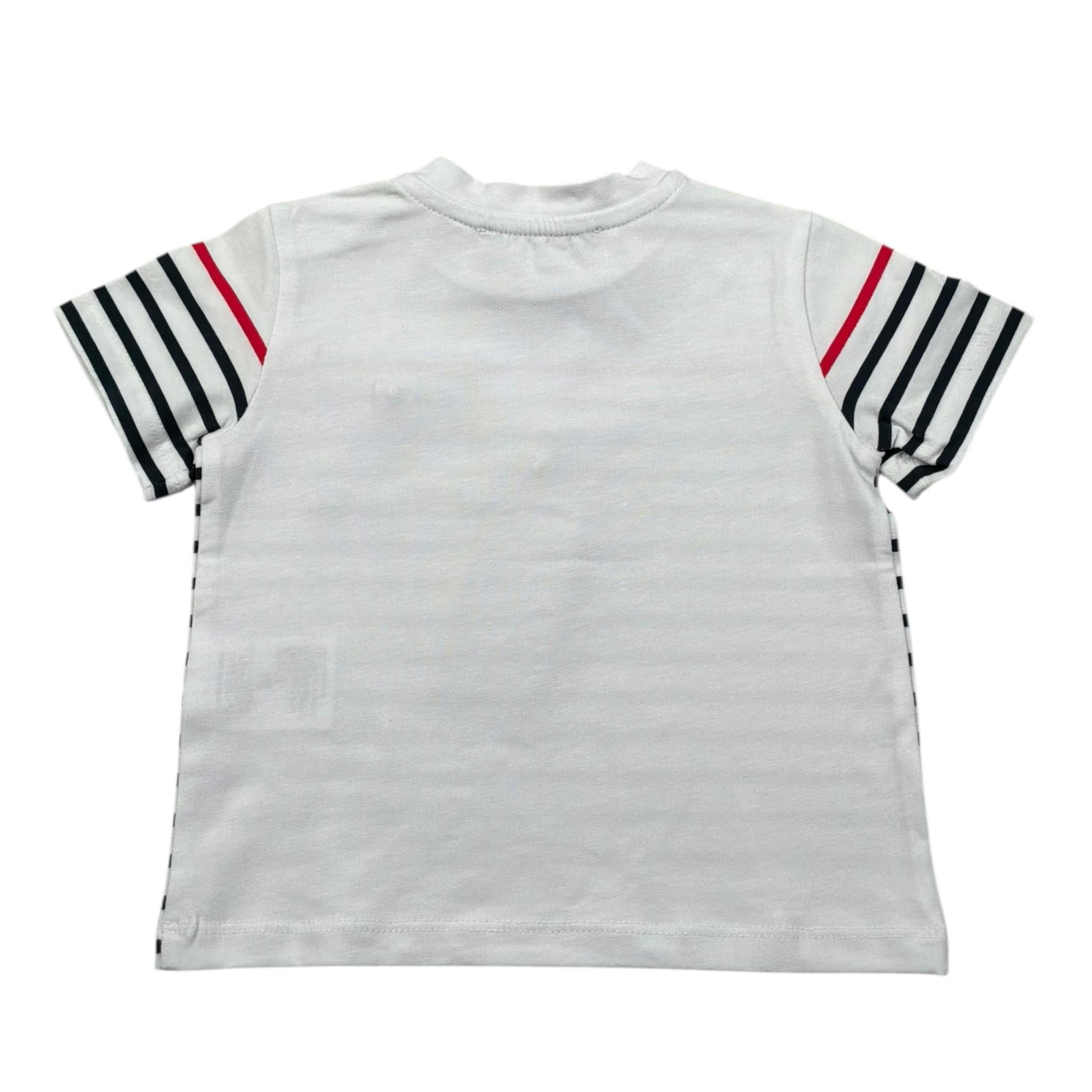 Daniele Alessandrini T-Shirt Girocollo Fantasia A Righe per Bambino 1296M00211 BIANCO DANIELE ALESSANDRINI 