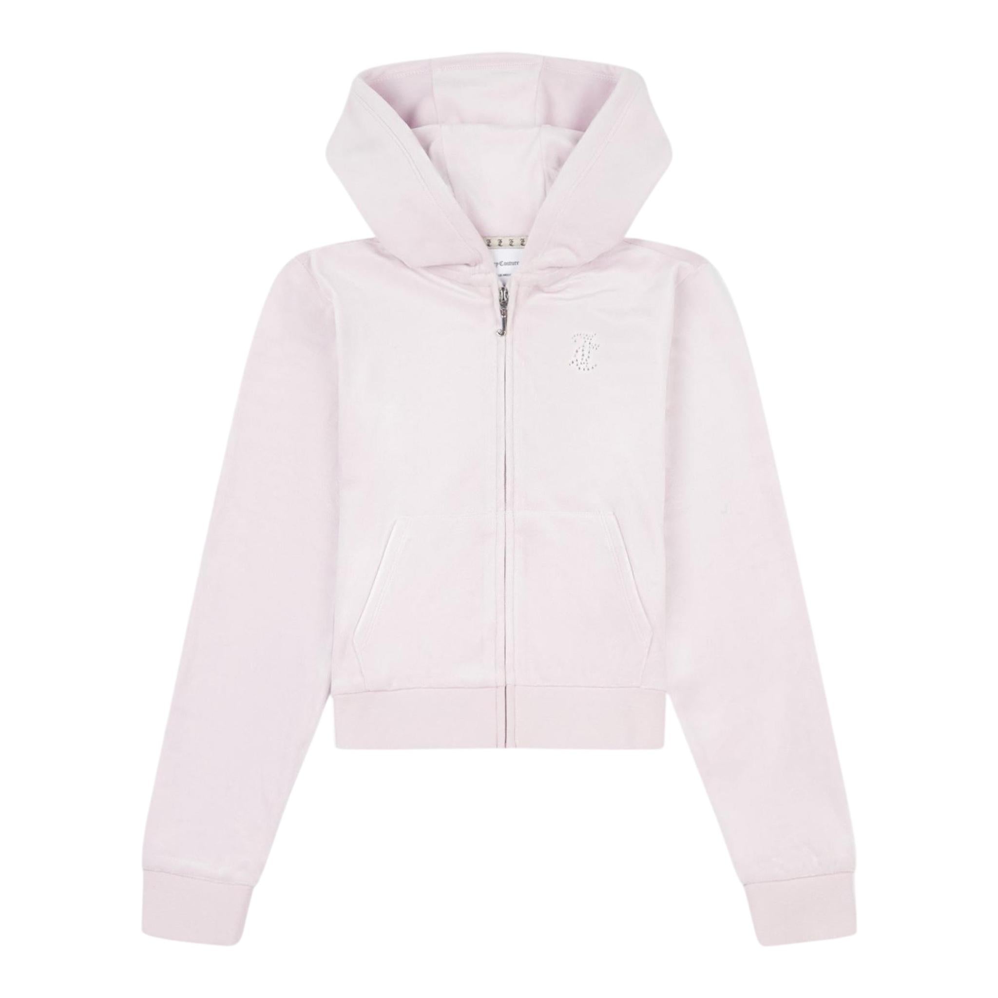 Juicy Couture Felpa Tinta Unita con Zip E Cappuccio per Bambina JBX6358 ROSA JUICY COUTURE 