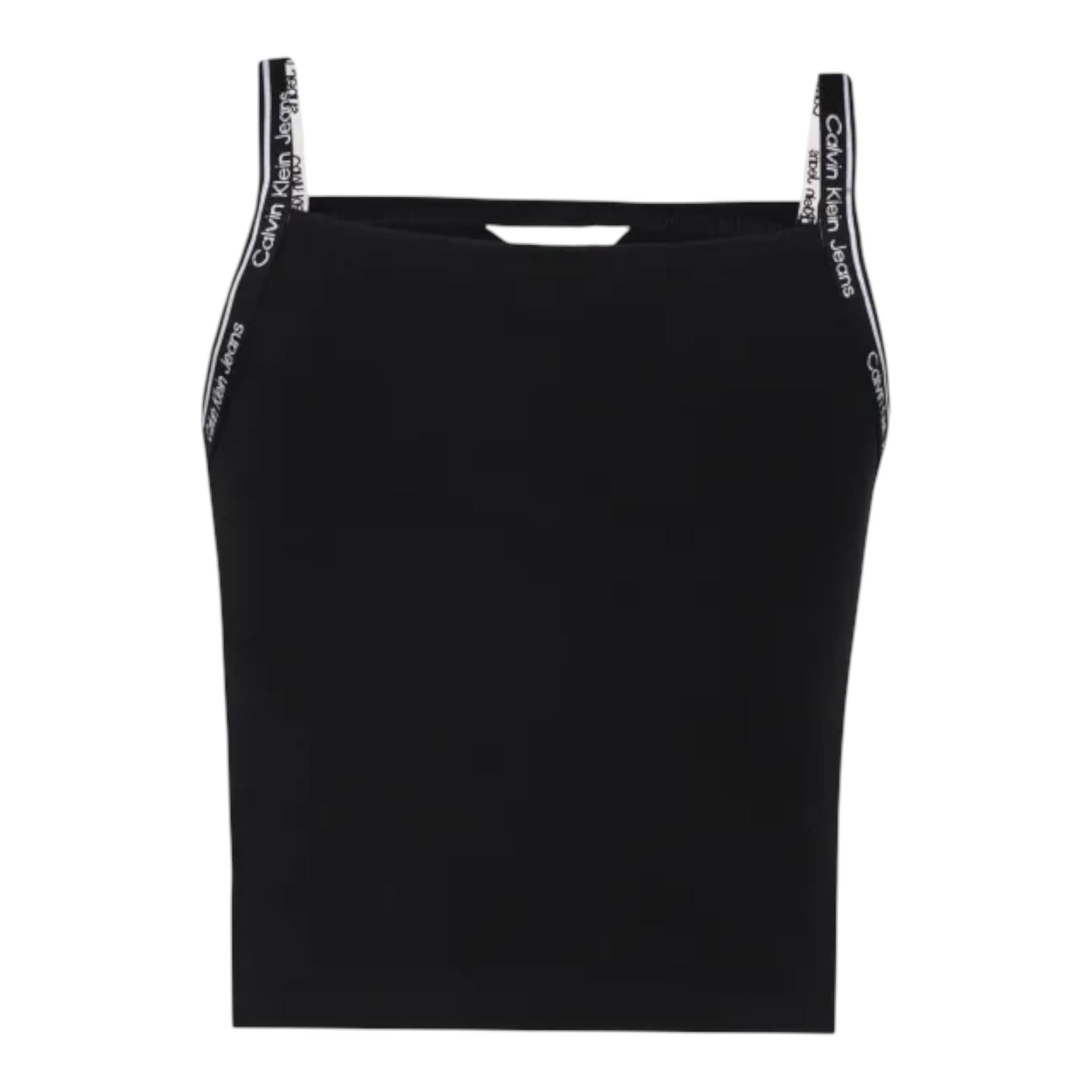 Calvin Klein Canotta Tinta Unita con Logo per Bambina IG0IG02436 NERO CALVIN KLEIN 