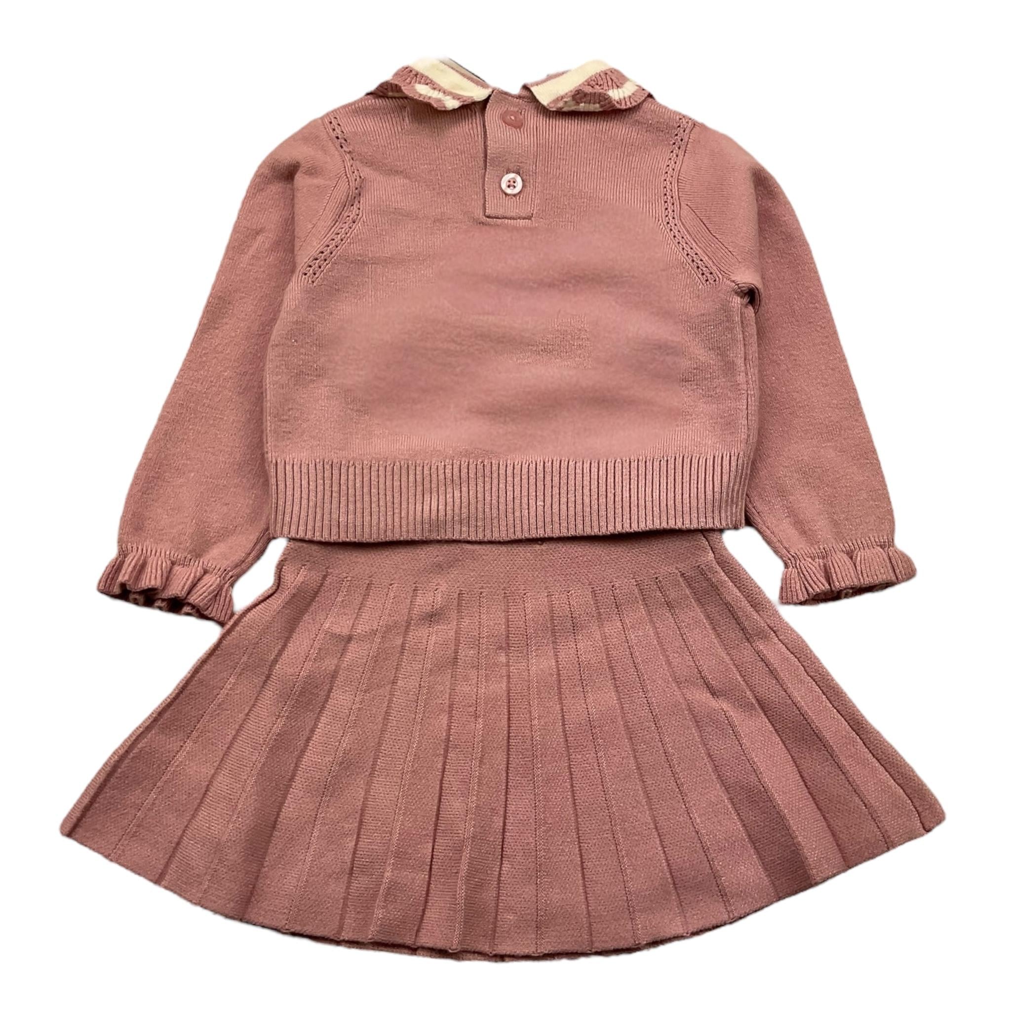 ABEL & LULA completo 2 pezzi maglia-gonna tinta unita Rosa per Neonata 5516 ROSA ABEL & LULA 