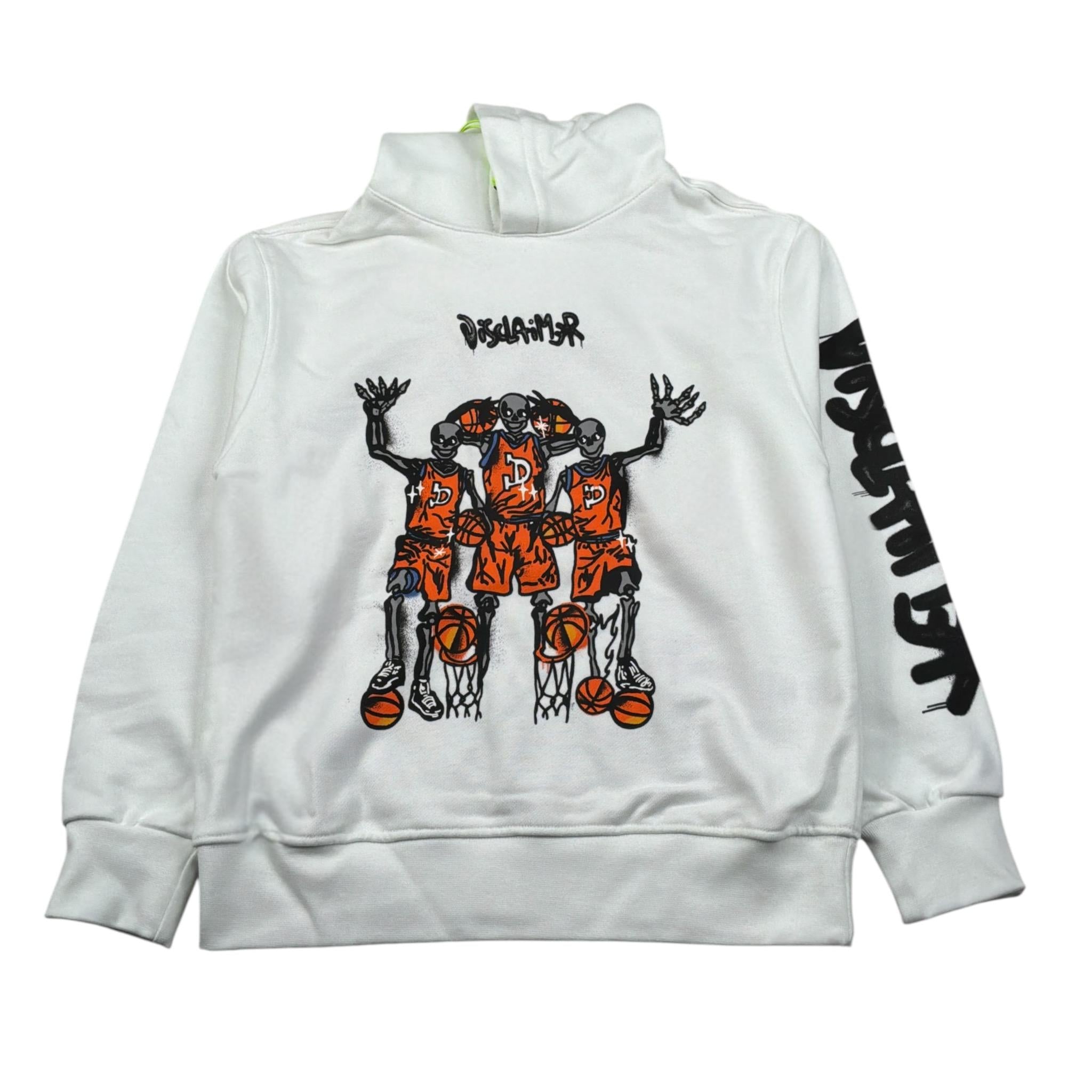 Disclaimer Felpa Chiusa con Cappuccio Tinta Uita con Stampe Bianco per Bambino 24ED58029 BIANCO DISCLAIMER 