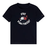 Tommy Hilfiger T-Shirt Girocollo Tinta Unita con Logo per Neonato KN0KN02024 BLU TOMMY HILFIGER 