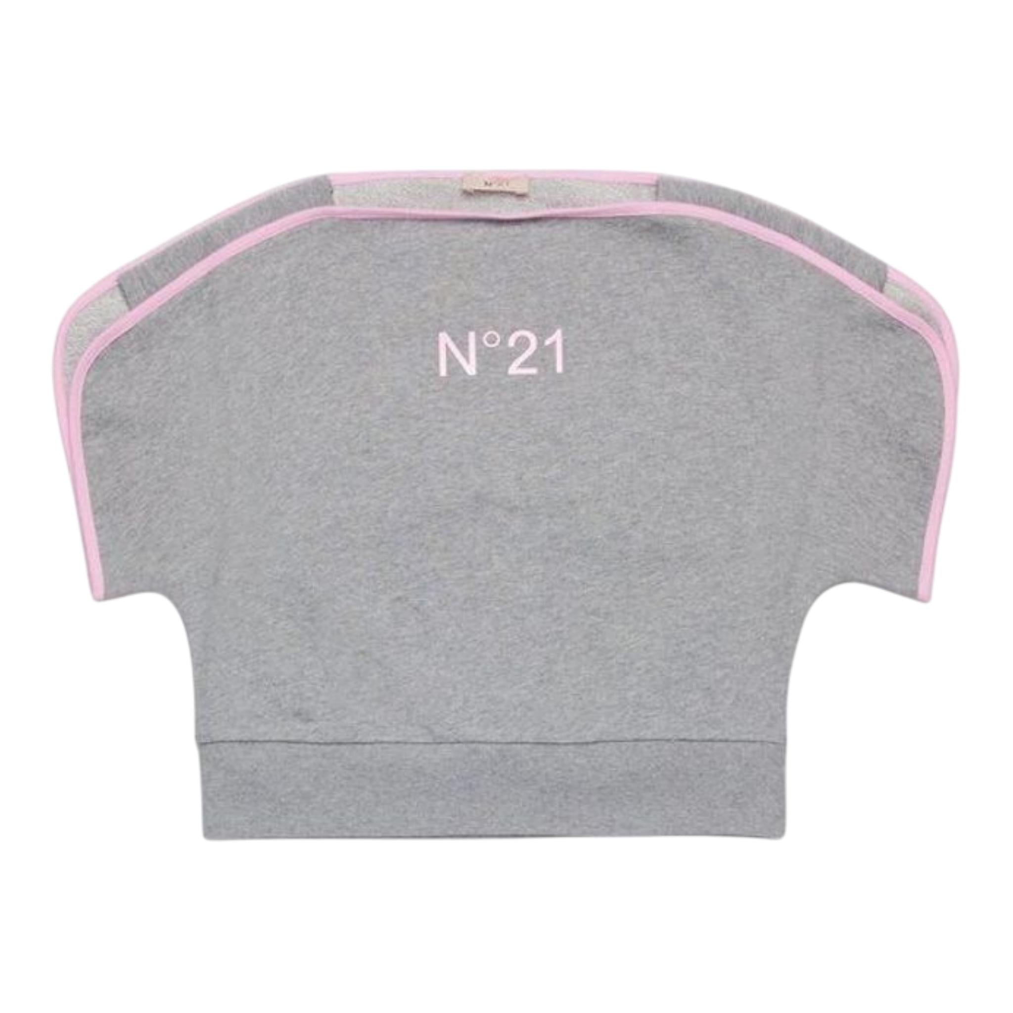 N°21 T-Shirt Tinta Unita con Stampa Tessuto Felpa per Bambina N2101P GRIGIO N°21 