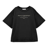 Philosophy T-Shirt Girocollo Tinta Unita con Stampa per Bambina I1E605XXX NERO PHILOSOPHY 