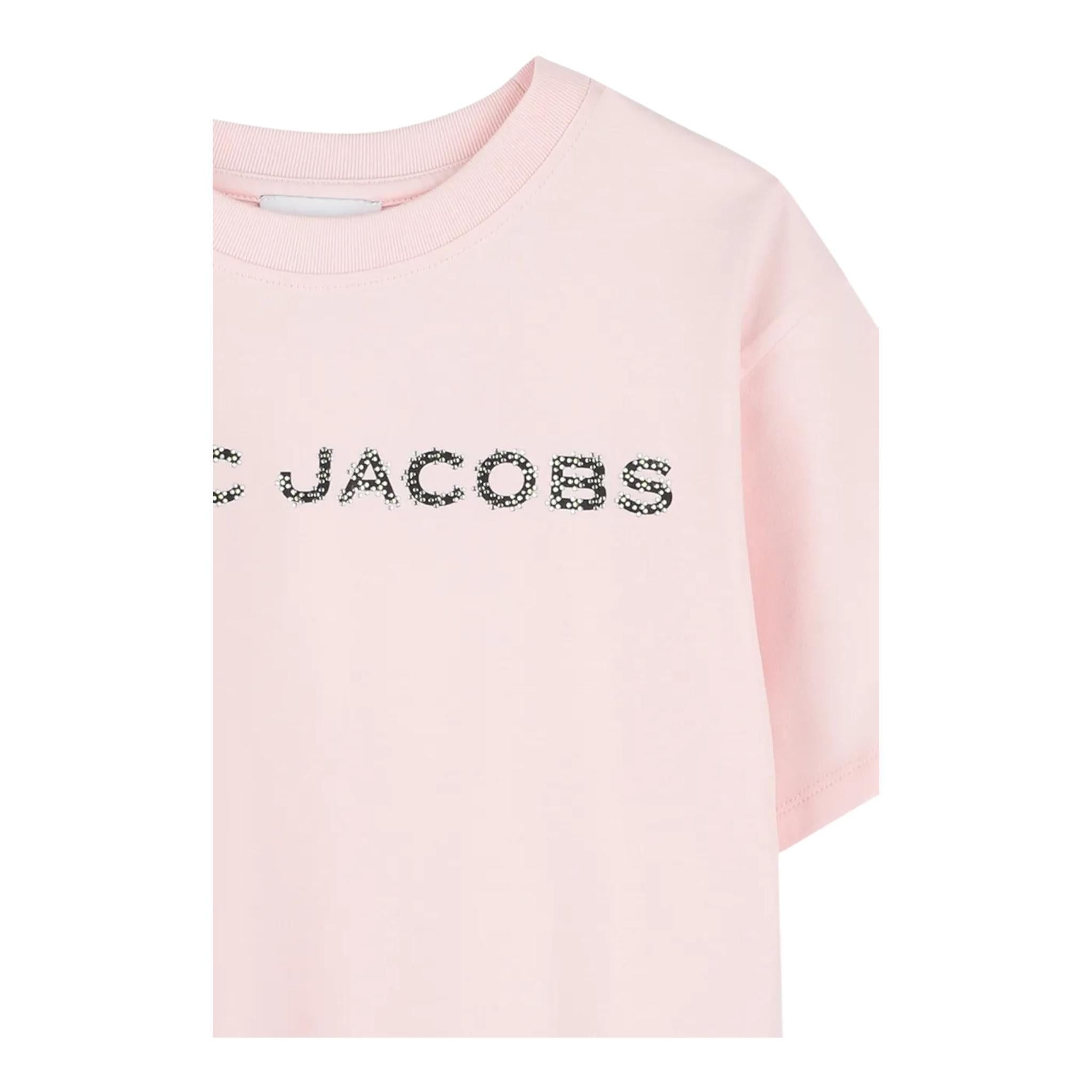 Marc Jacobs T-Shirt Girocollo Tinta Unita con Stampa per Bambina W60463J ROSA MARC JACOBS 