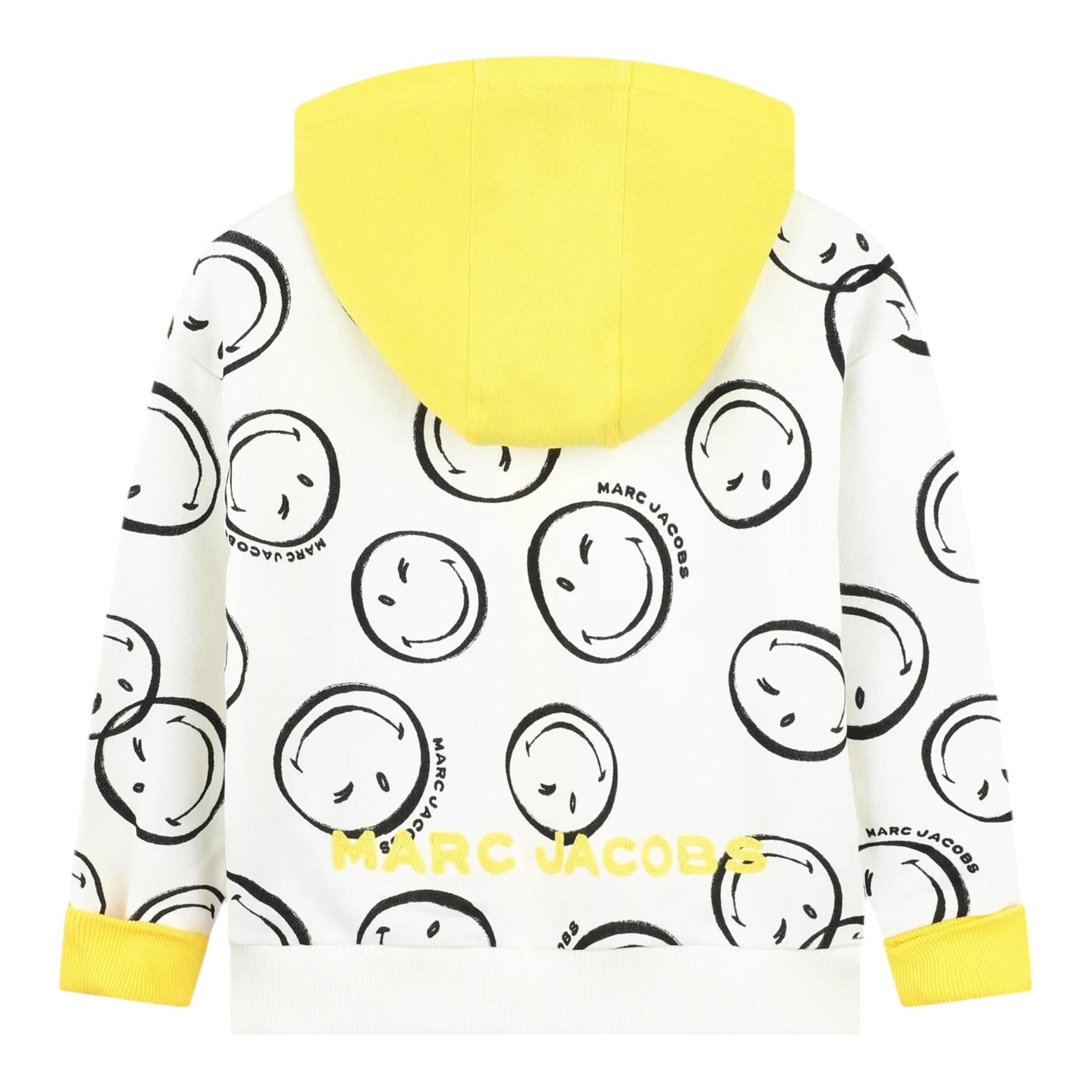 MARC JACOBS felpa con zip e cappuccio tinta unita con smile Bianco per Bambino W60027 BIANCO MARC JACOBS 