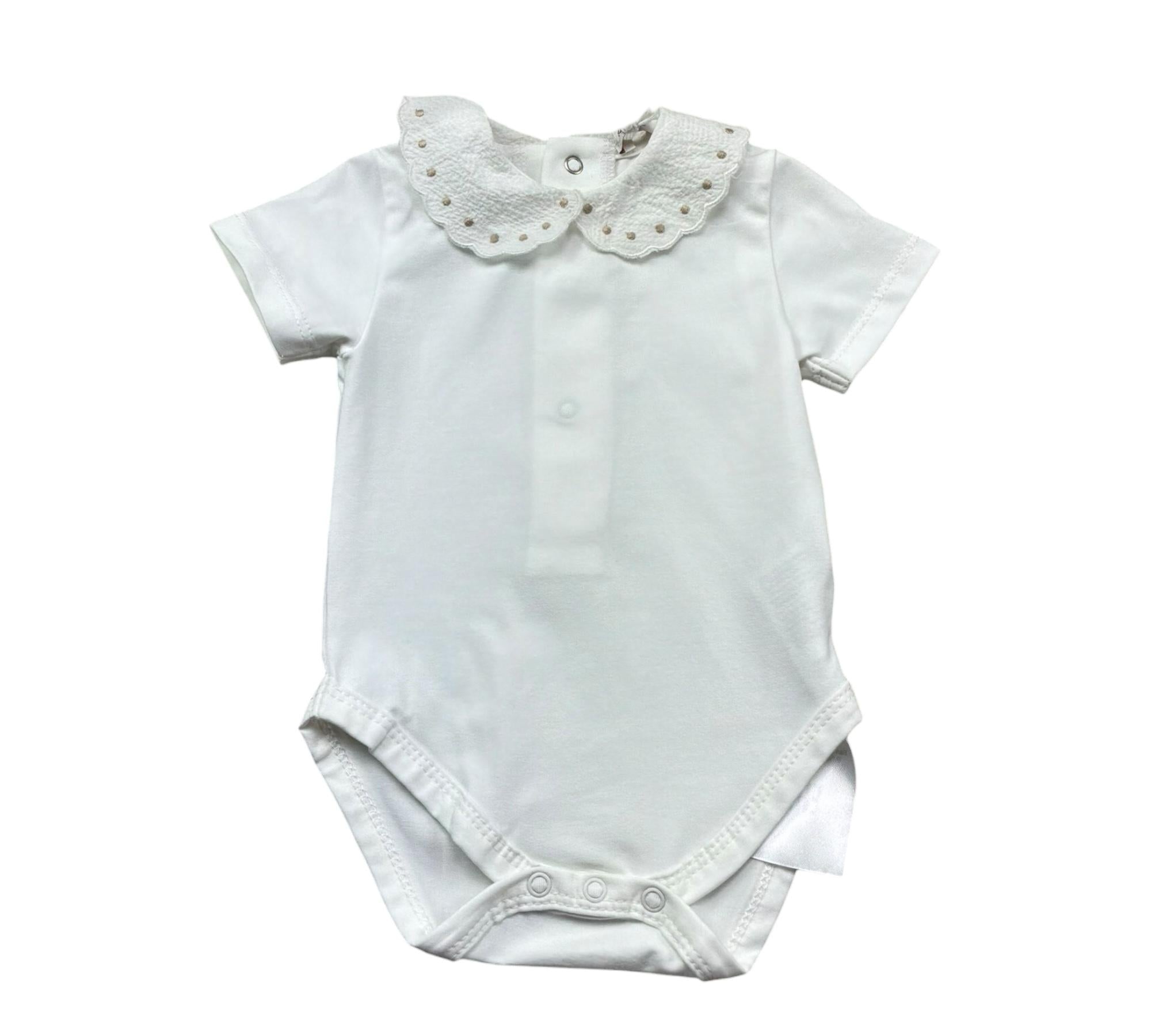 Le Bebe Body Mezza Manica Tinta Unita con Colletto per Neonata LBG6309 BIANCO LE BEBE 