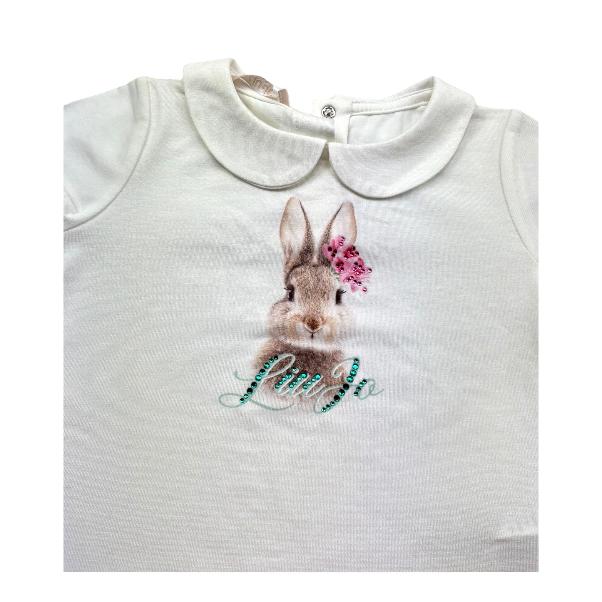 Liu Jo T-Shirt Girocollo Tinta Unita con Stampa per Neonata HA5065 BIANCO LIU JO 