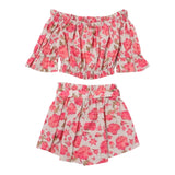 Twinset Completo Top-Short Tinta Unita Con Fantasia Beige Per Bambina