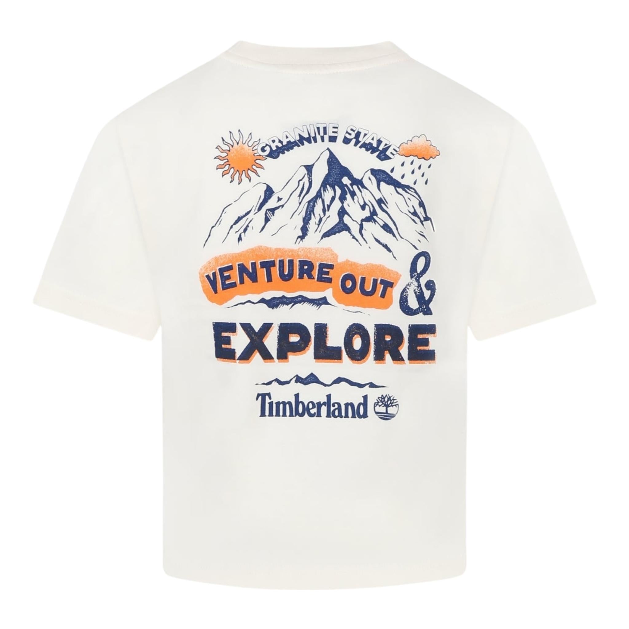 Timberland T-Shirt Girocollo Tinta Unita con Stampa per Bambino T60434 PANNA TIMBERLAND 