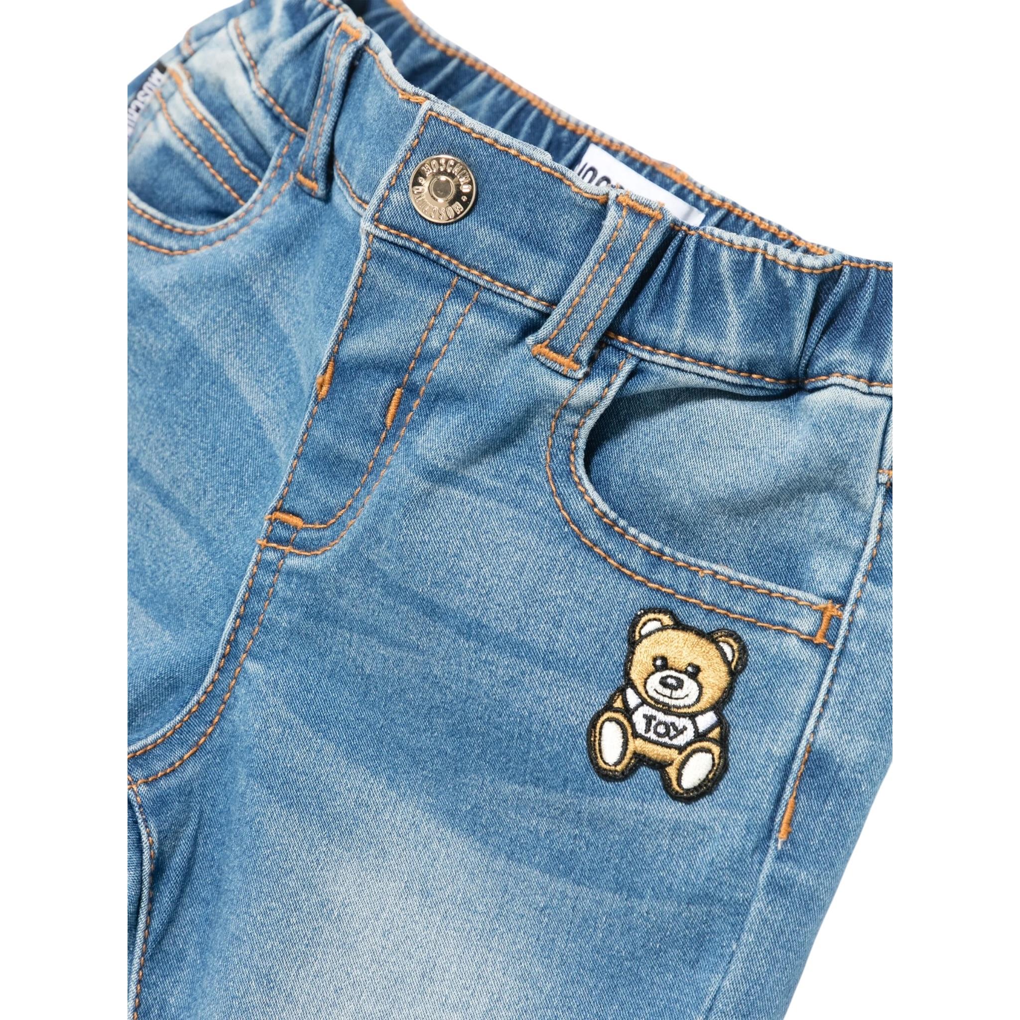 Moschino Jeans tinta unita con Elastico In Vita Azzurro per Neonato MUP05FXX AZZURRO MOSCHINO 