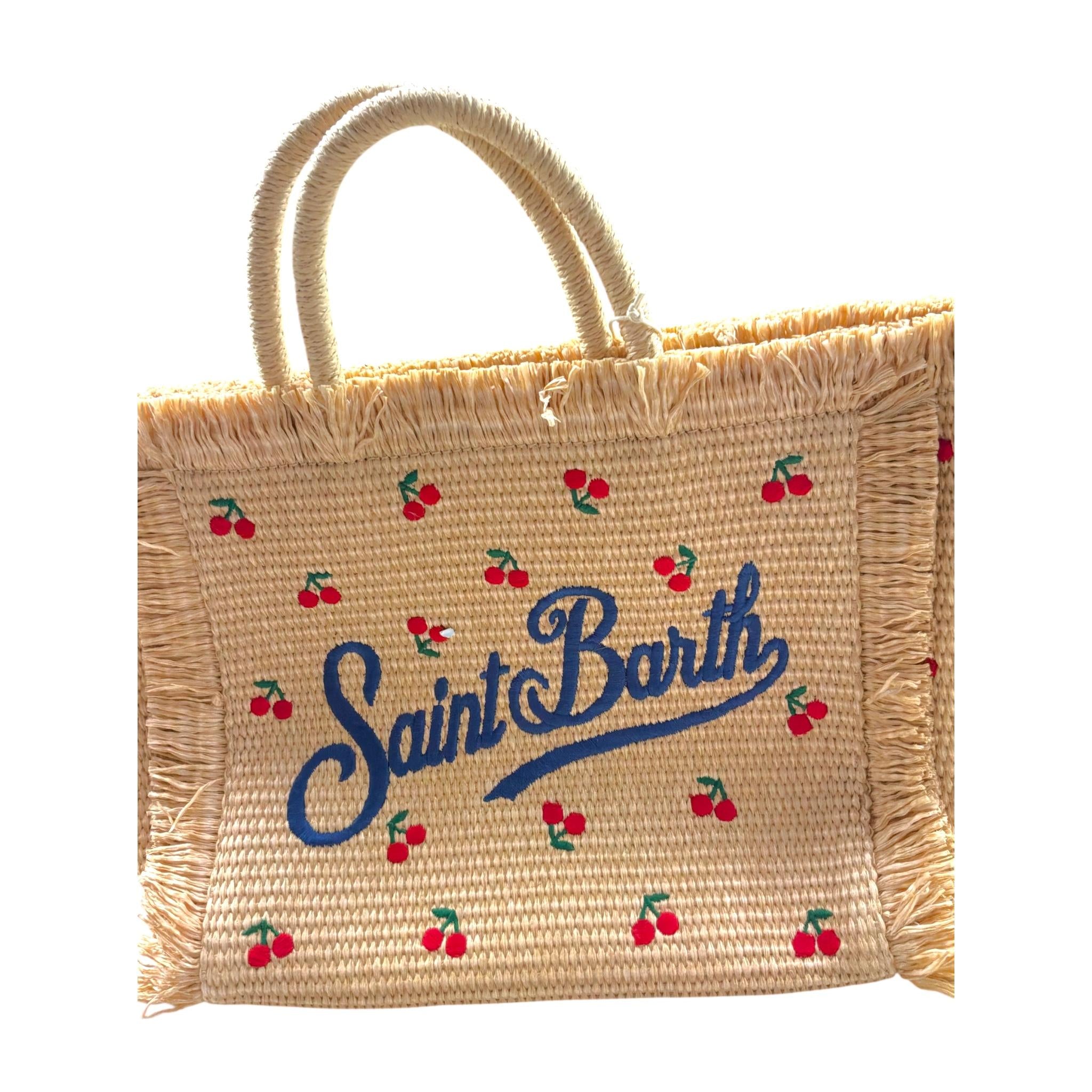 Saint Barth Borsa Tinta Unita con Stampa In Paglia per Bambina COLETTESTRAWW BEIGE SAINT BARTH 