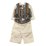 Minu' Completo 4 Pezzi Camicia-Gilet-Papillon-Pantalone con Bretelle per Neonato M3850C4 PANNA MINU' 