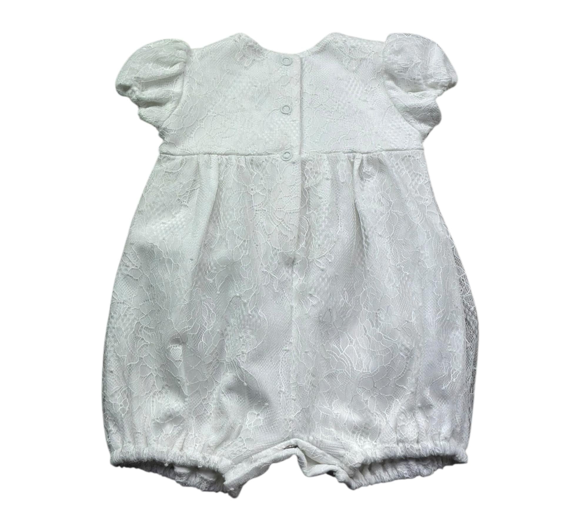 Le Bebe Pagliaccetto Mezza Manica Tinta Unita con Ricami per Neonata LBG6337 BIANCO LE BEBE 