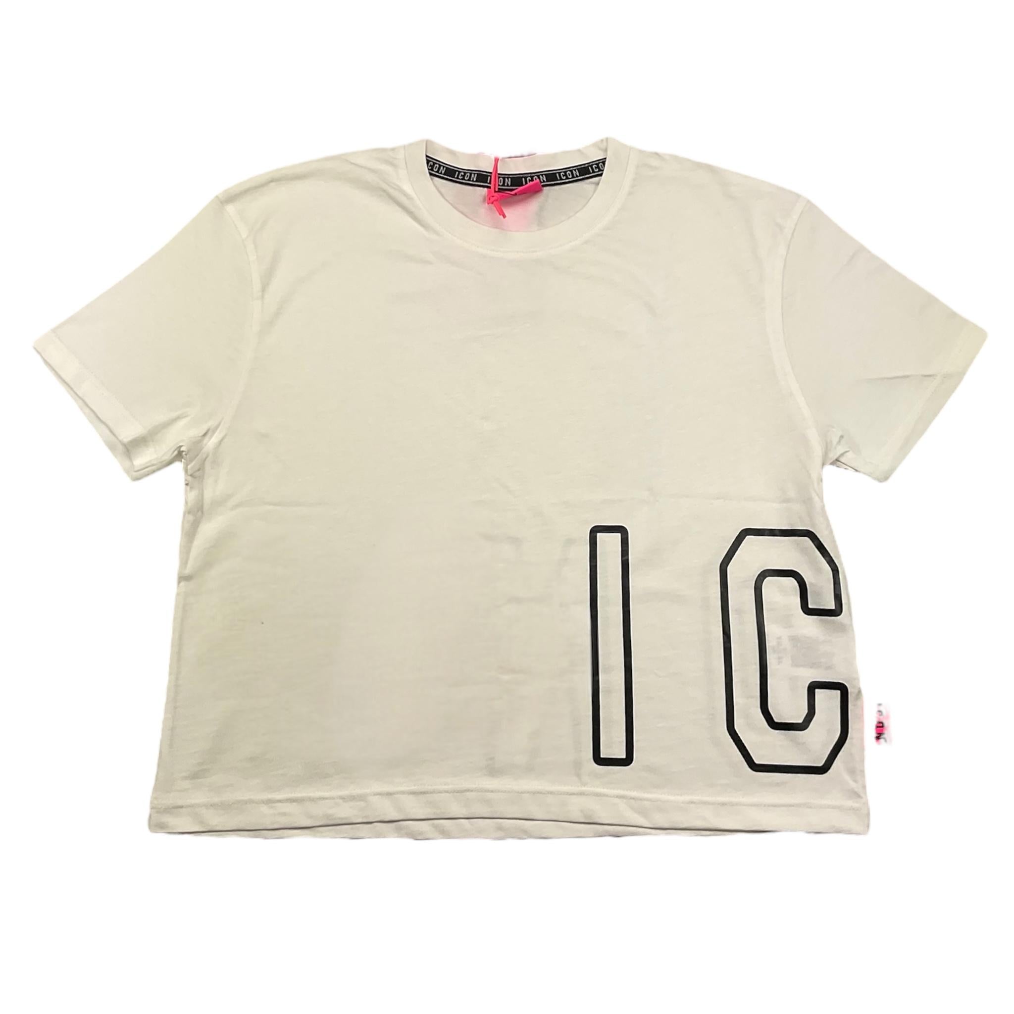ICON t-shirt girocoll tinta unita con logo Bianco per Bambina IGKS035505 BIANCO ICON 