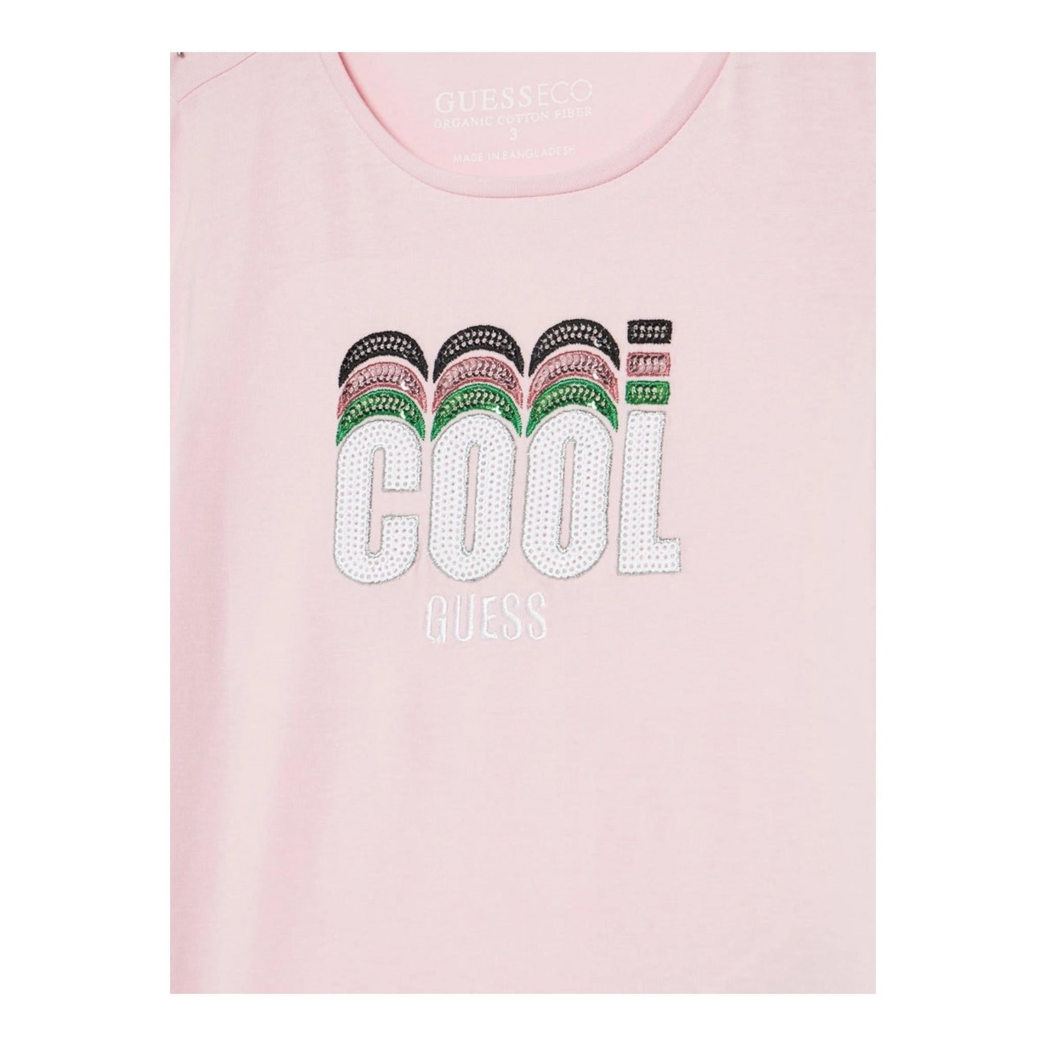 Guess T-Shirt Tinta Unita con Stampa per Bambina K5RI17K6YW4 ROSA GUESS 