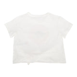 Chloe' T-Shirt Modello Crop Girocollo Tinta Unita Con Stampa Bianco Per Bambina