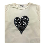 M+E' shirt girocollo tinta unita con cuore paillettato Panna per Bambina UE1549 PANNA M+E' 