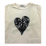 M+E' shirt girocollo tinta unita con cuore paillettato Panna per Bambina UE1549 PANNA M+E' 