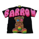Barrow Kids T-Shirt Tinta Unita Girocollo Con Stampa Fronte E Retro Nero Per Bambina