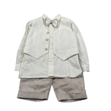 Pure Firenze Completo 4 Pezzi Camicia-Gilet-Bermuda-Papillon per Neonato 11088 PANNA PURE FIRENZE 