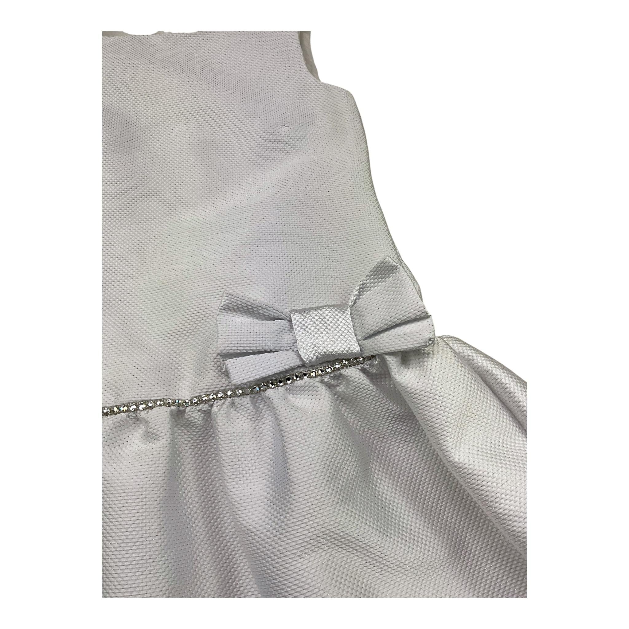 Monnalisa Abito Cerimonia Tinta Unita Giromanica per Bambina 711922 BIANCO MONNALISA 