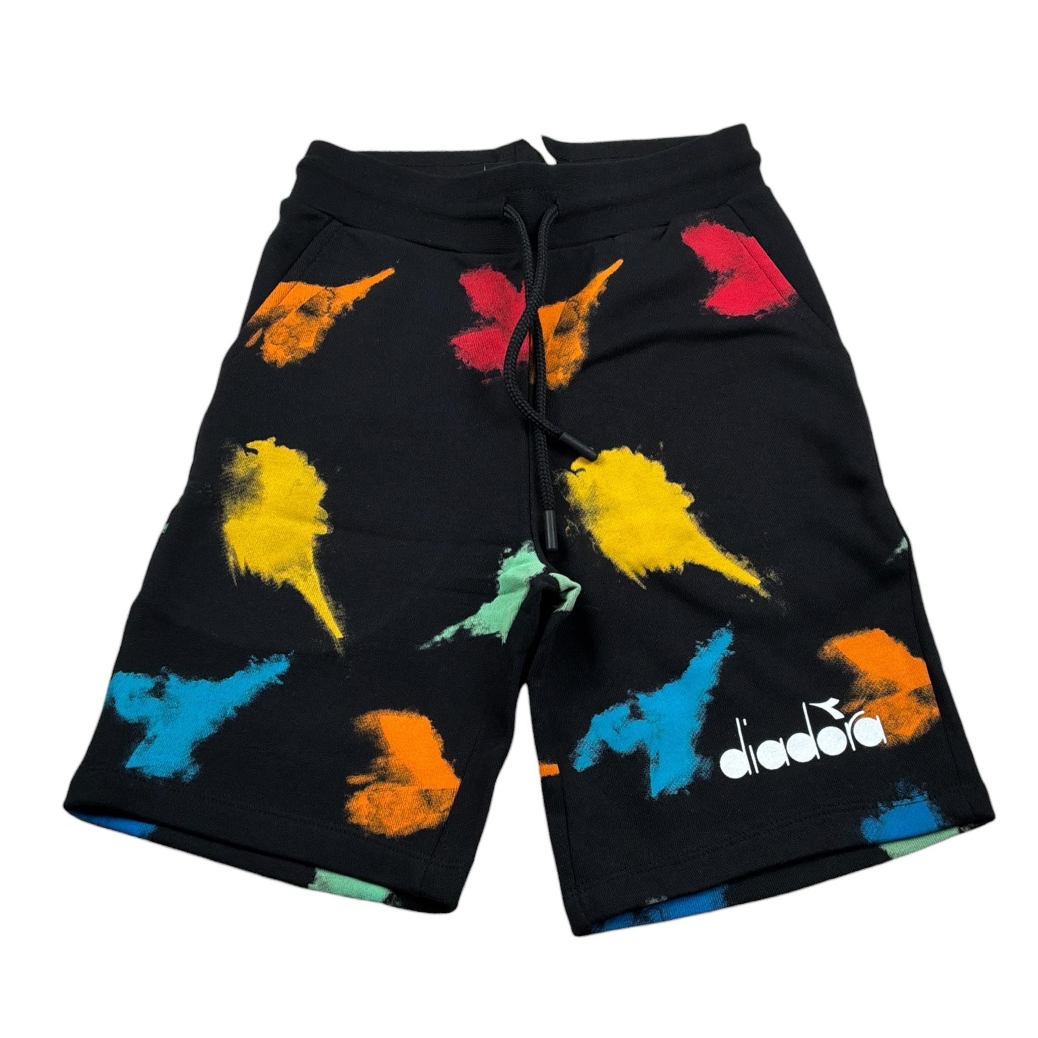 Diadora Bermuda Felpa tinta unita con Stampe Nero per Bambino 033179 NERO DIADORA 