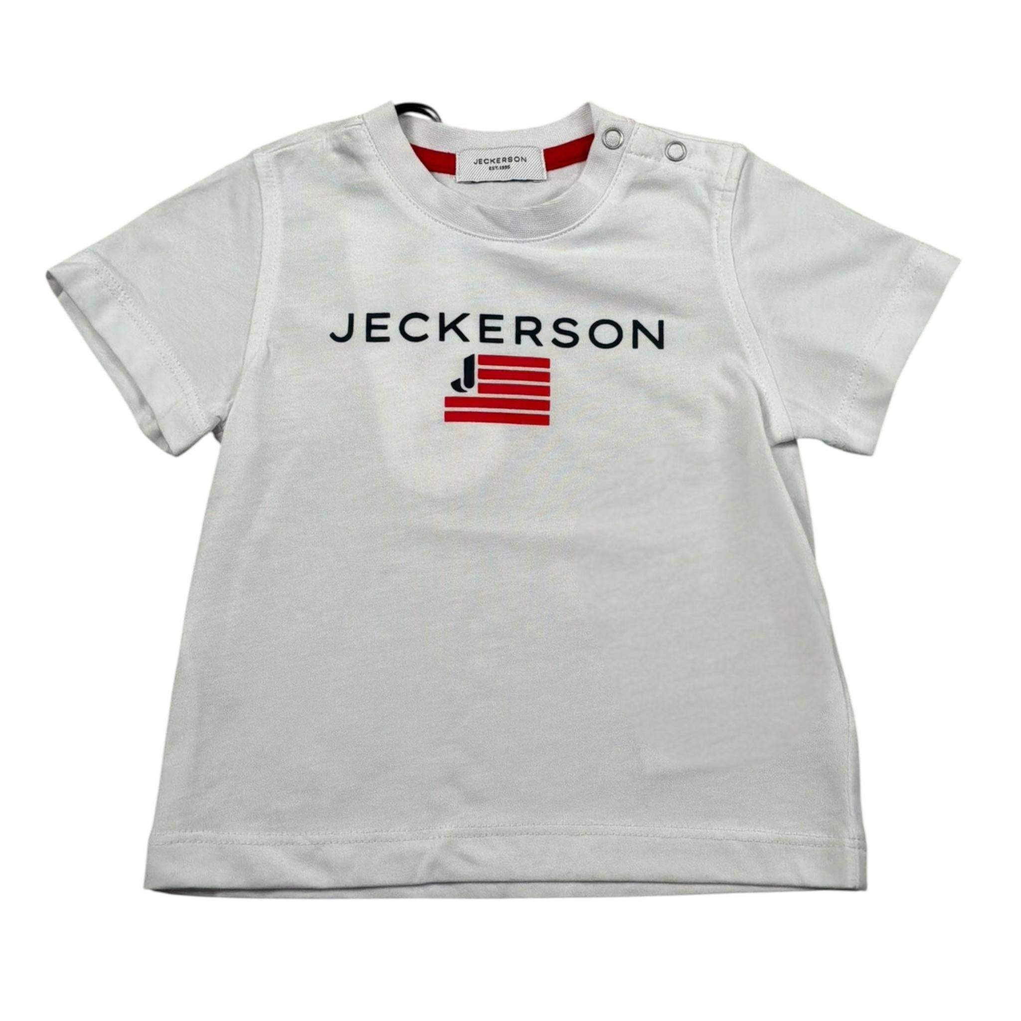 Jeckerson T-Shirt Girocollo Tinta Unita con Stampa per Neonato JN4025 BIANCO JECKERSON 