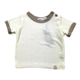 Bamboom+Babies T-Shirt Tinta Unita Con Girocollo In Contrasto Panna Per Neonato