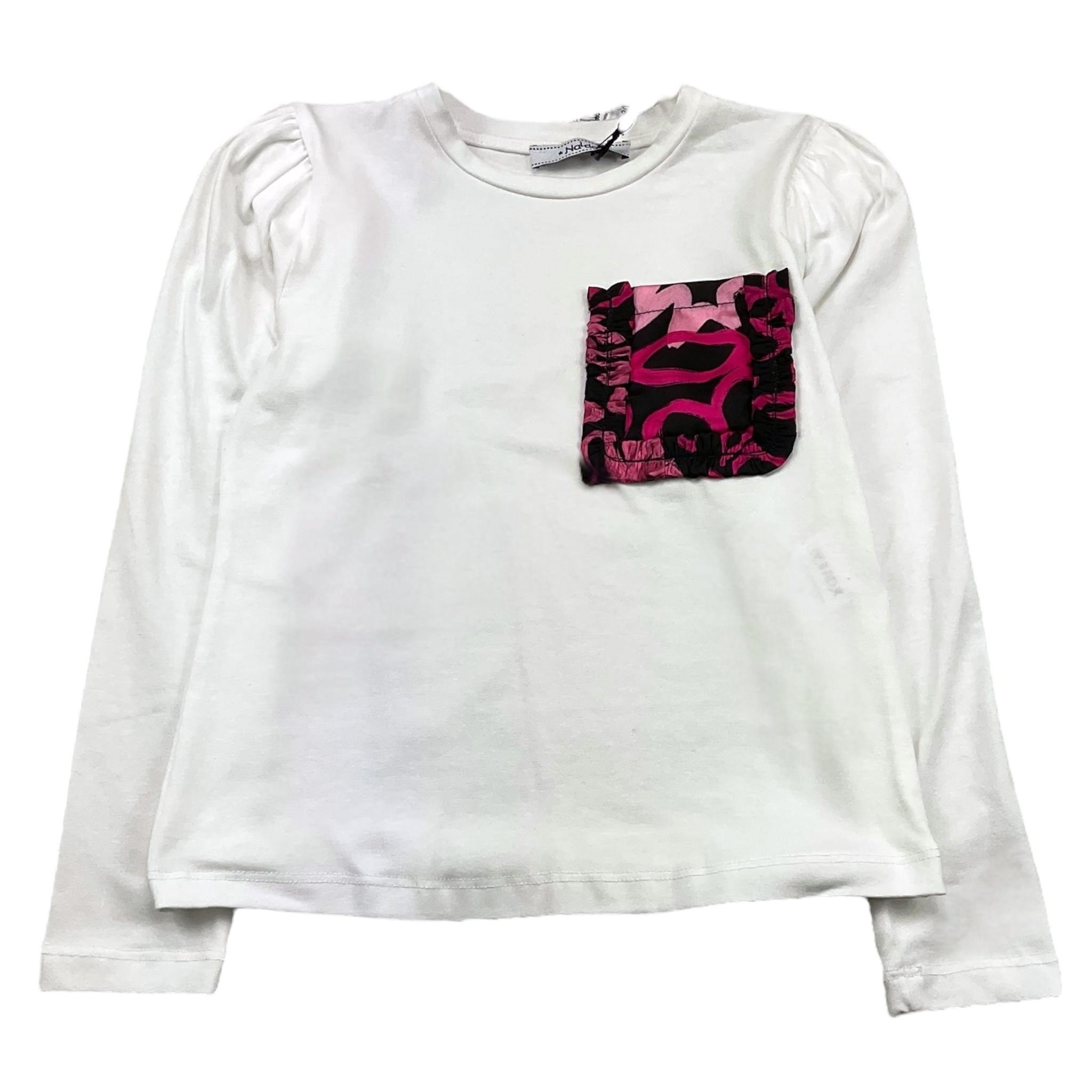 NAIDA shirt girocollo tinta unita con taschino in contrasto Bianco per Bambina NTS185 BIANCO NAIDA 