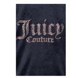 Juicy Couture Felpa In Camoscio Tinta Unita con Zip e Cappuccio Nero per Bambina