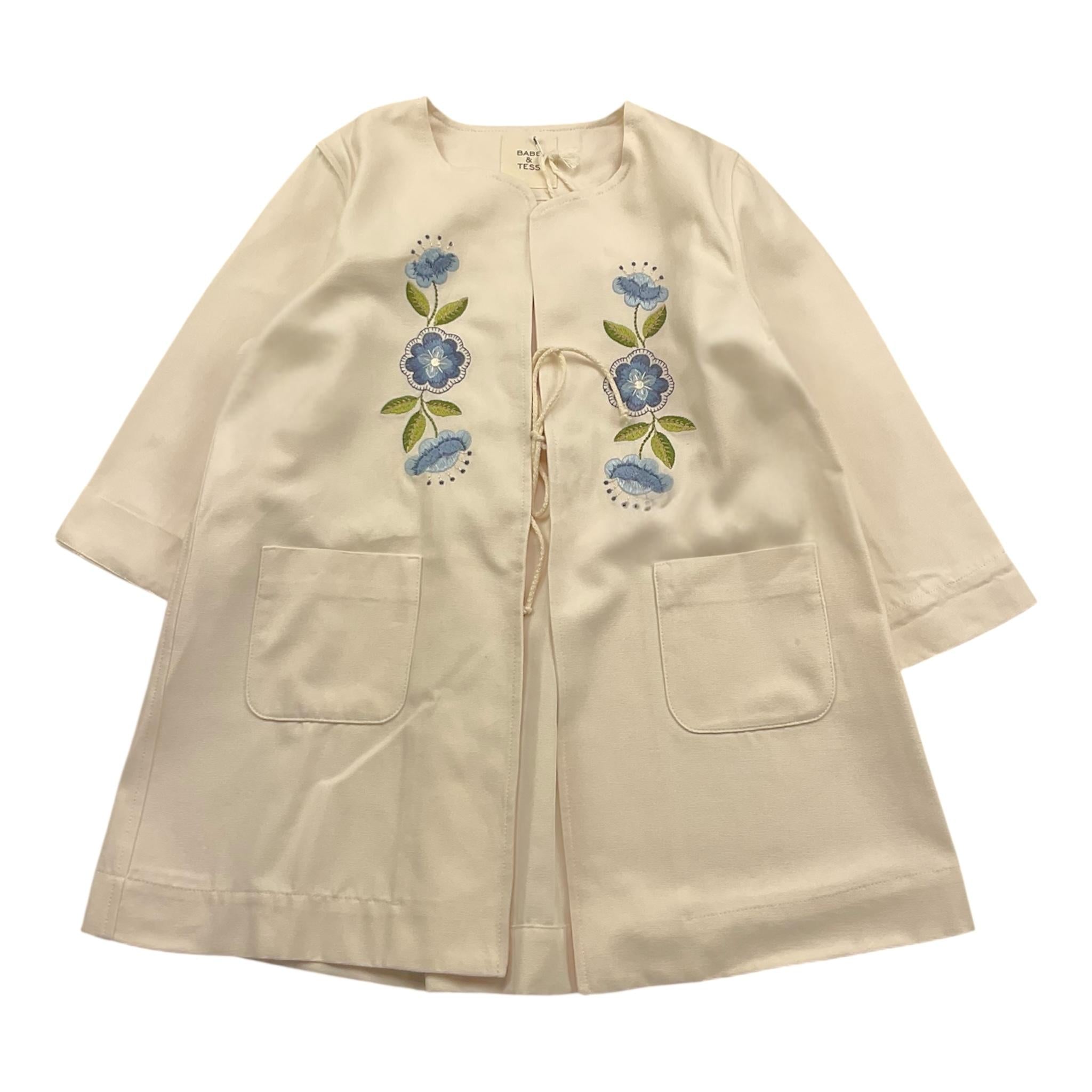 Babe & Tess Giacca Tinta Unita con Ricami Fiori per Bambina 115181133 PANNA BABE & TESS 