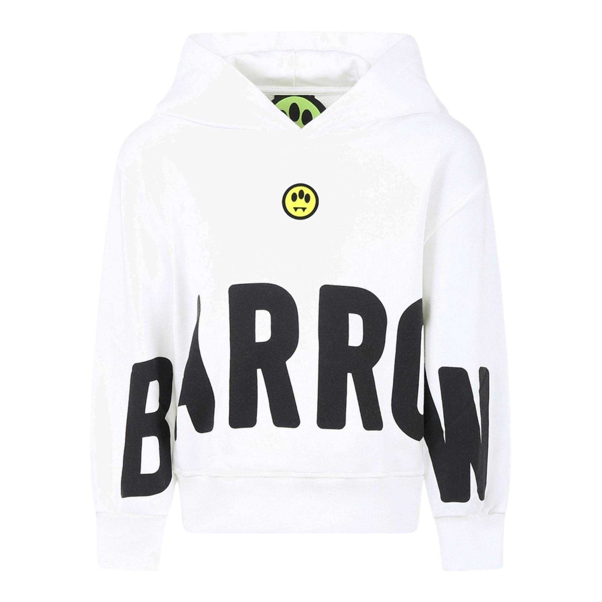 Barrow Kids Felpa Chiusa Tinta Unita con Cappuccio E Stampa per Bambino S5BKJUHS062 BIANCO BARROW KIDS 
