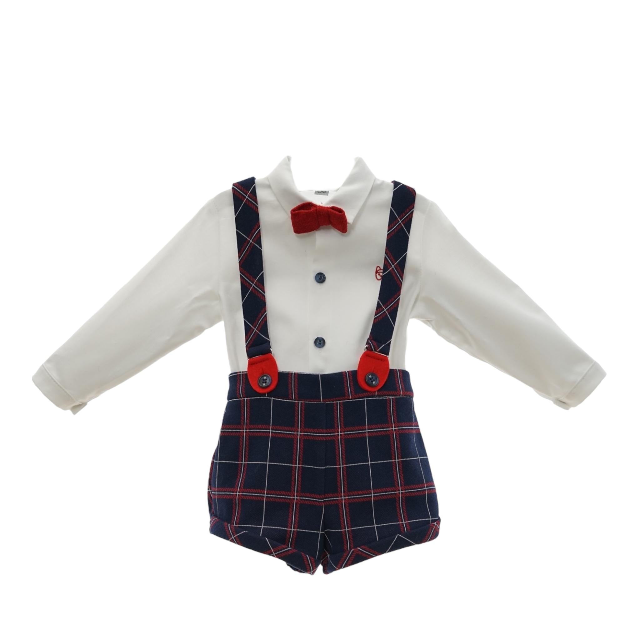 MARTA Y PAULA completo bicolore 3pz papillons-camicia-salopettes Bianco per Bambino 1854 BIANCO MARTA Y PAULA 