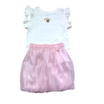 Moschino Completo 2 Pezzi T-Shirt-Gonna per Bambina HDG01R BAINCO/ROSA MOSCHINO 