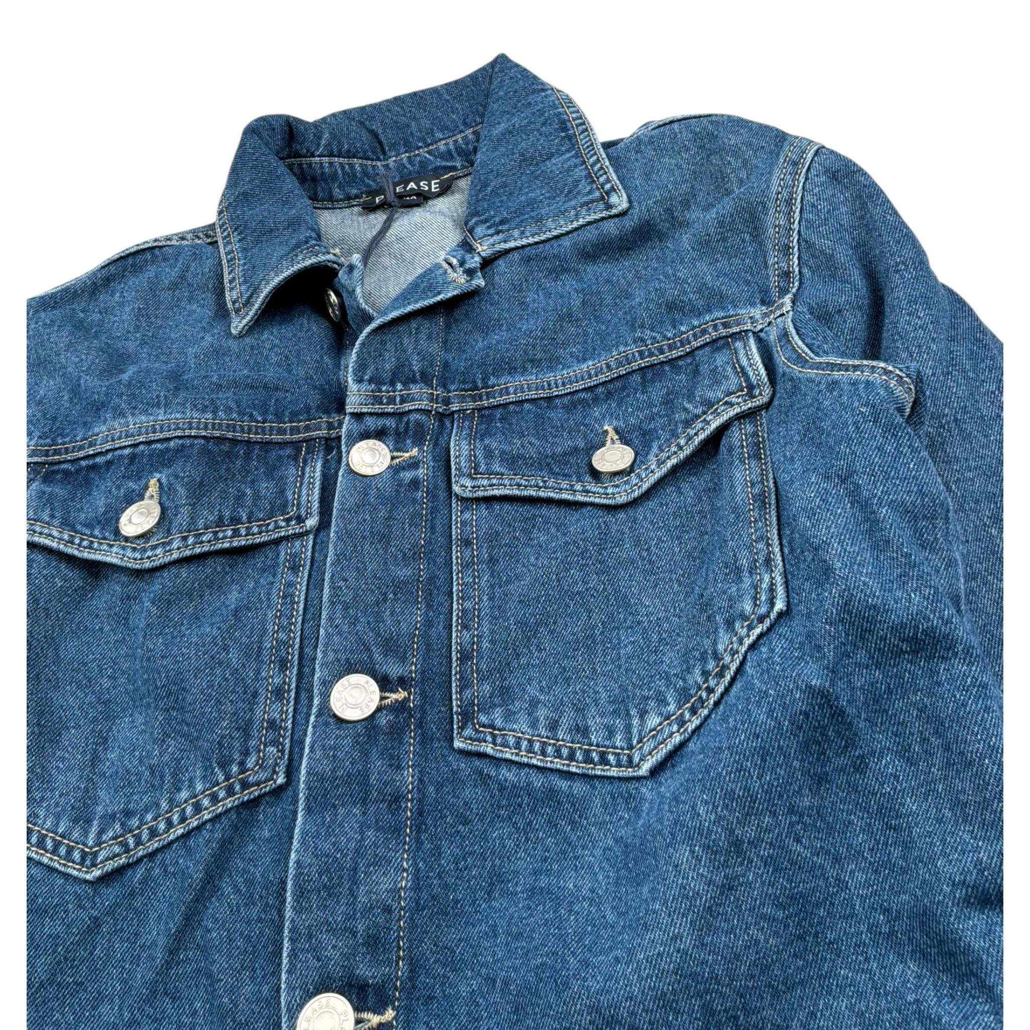 Please Giubbino In Denim Tinta Unita per Bambino JB811010B72 BLU PLEASE 
