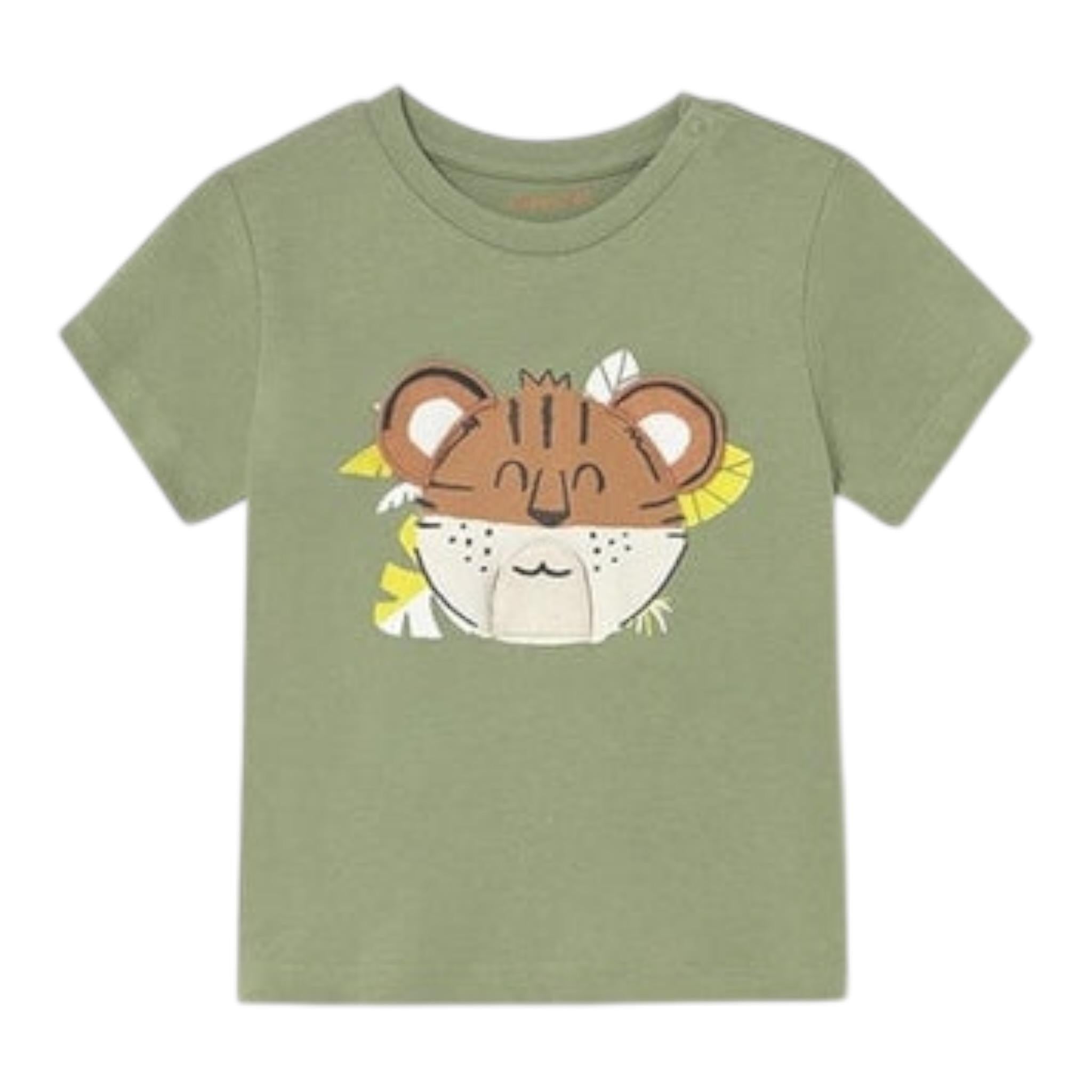 Mayoral T-Shirt Girocollo Tinta Unita con Stampa per Neonato 1055 VERDE MAYORAL 