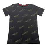 Most Los Angeles T-Shirt Girocollo Tinta Unita Logata Nero Per Bambino