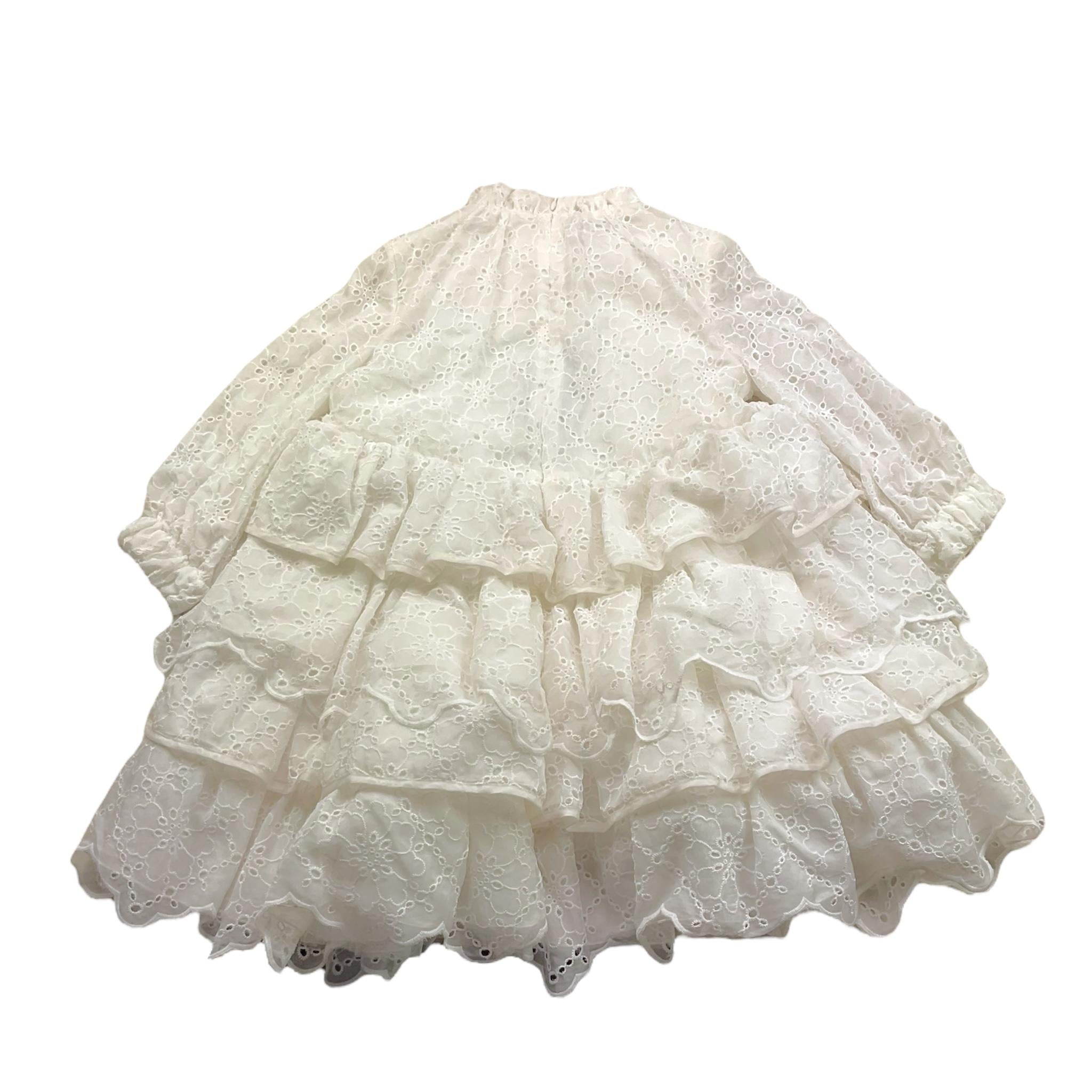 Mimisol Abito Tinta Unita Traforato con Ricami per Bambina MFAB546 BIANCO MIMISOL 