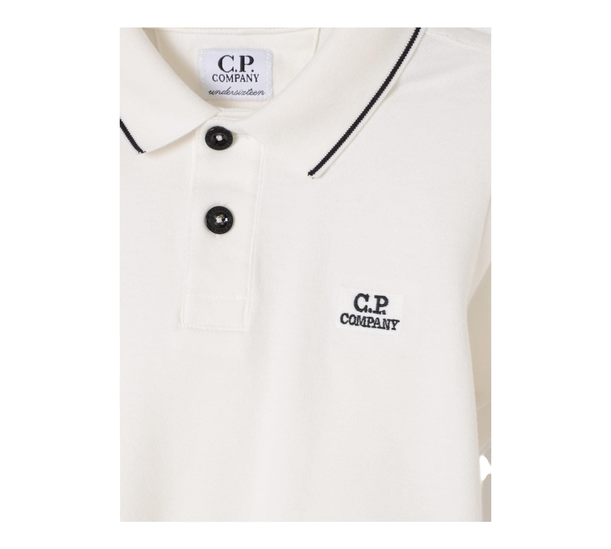 C.P. Company Polo Mezza Manica Tinta Unita per Bambino CNM000 PANNA C.P. COMPANY 