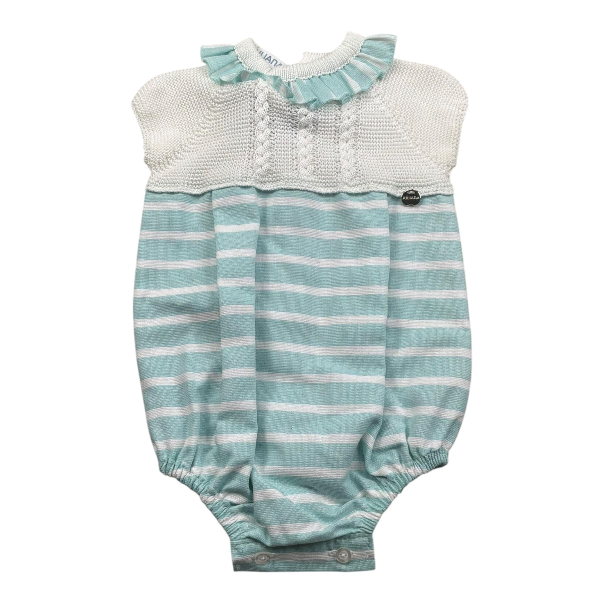 Juliana Pagliaccetto Mezza Manica Fantasia A Righe per Neonata 25168 VERDE ACQUA JULIANA 
