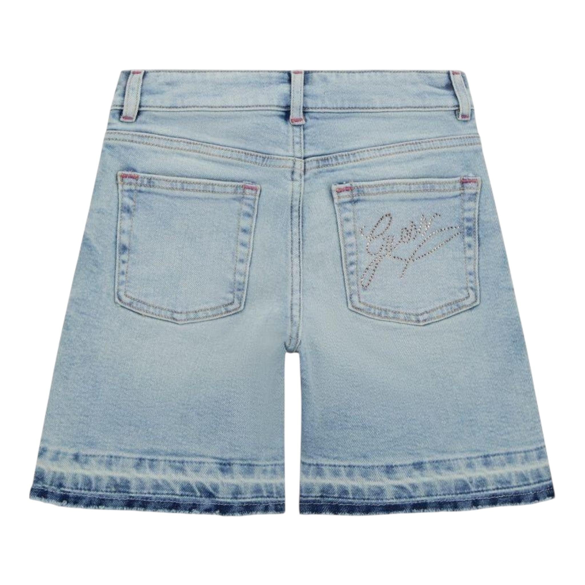 Guess Short In Denim Tinta Unita con Girovita Regolabile per Bambina J5GD03D5NK0 AZZURRO GUESS 