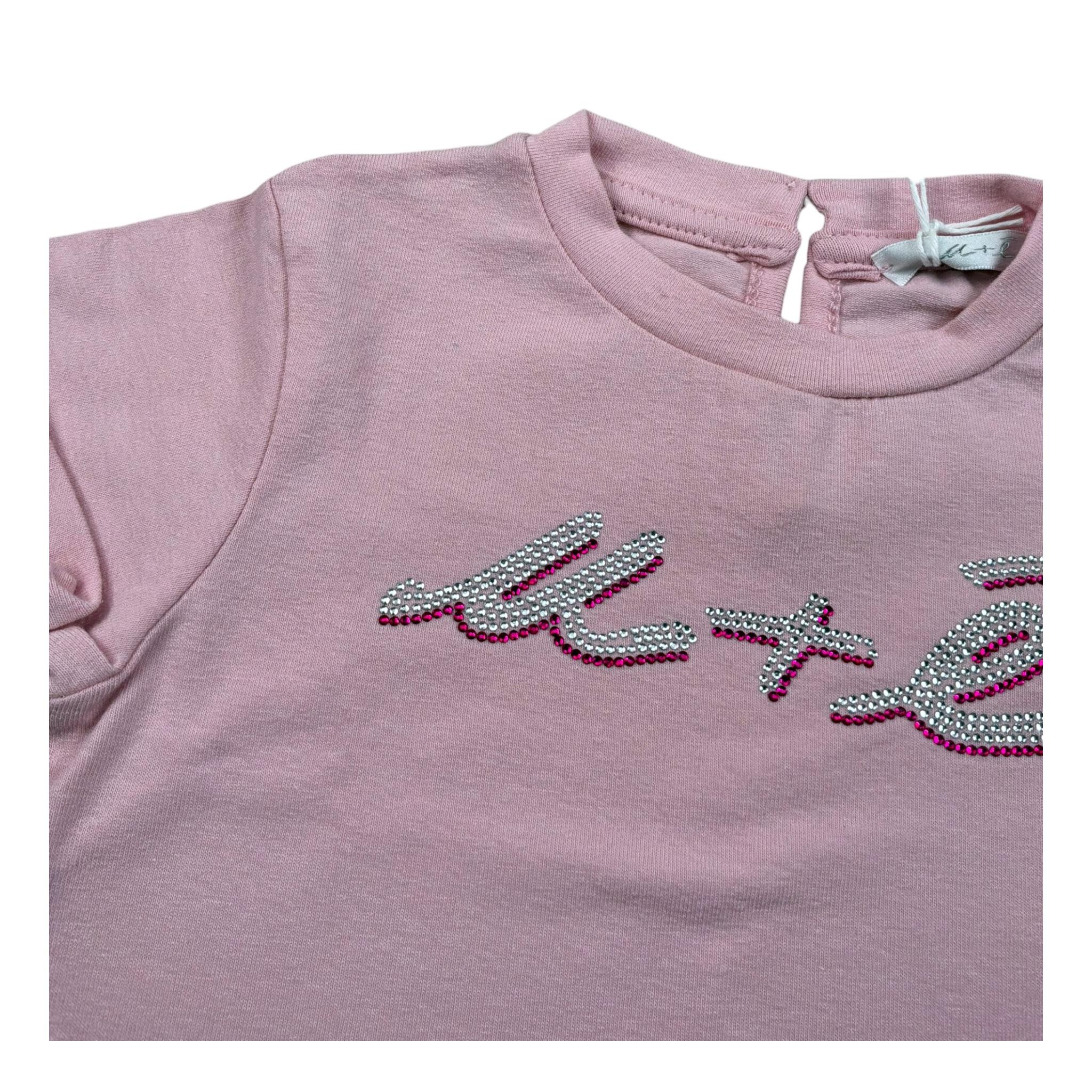 M+E' T-Shirt Girocollo Tinta Unita con Stampa per Neonata UE1405 ROSA M+E' 