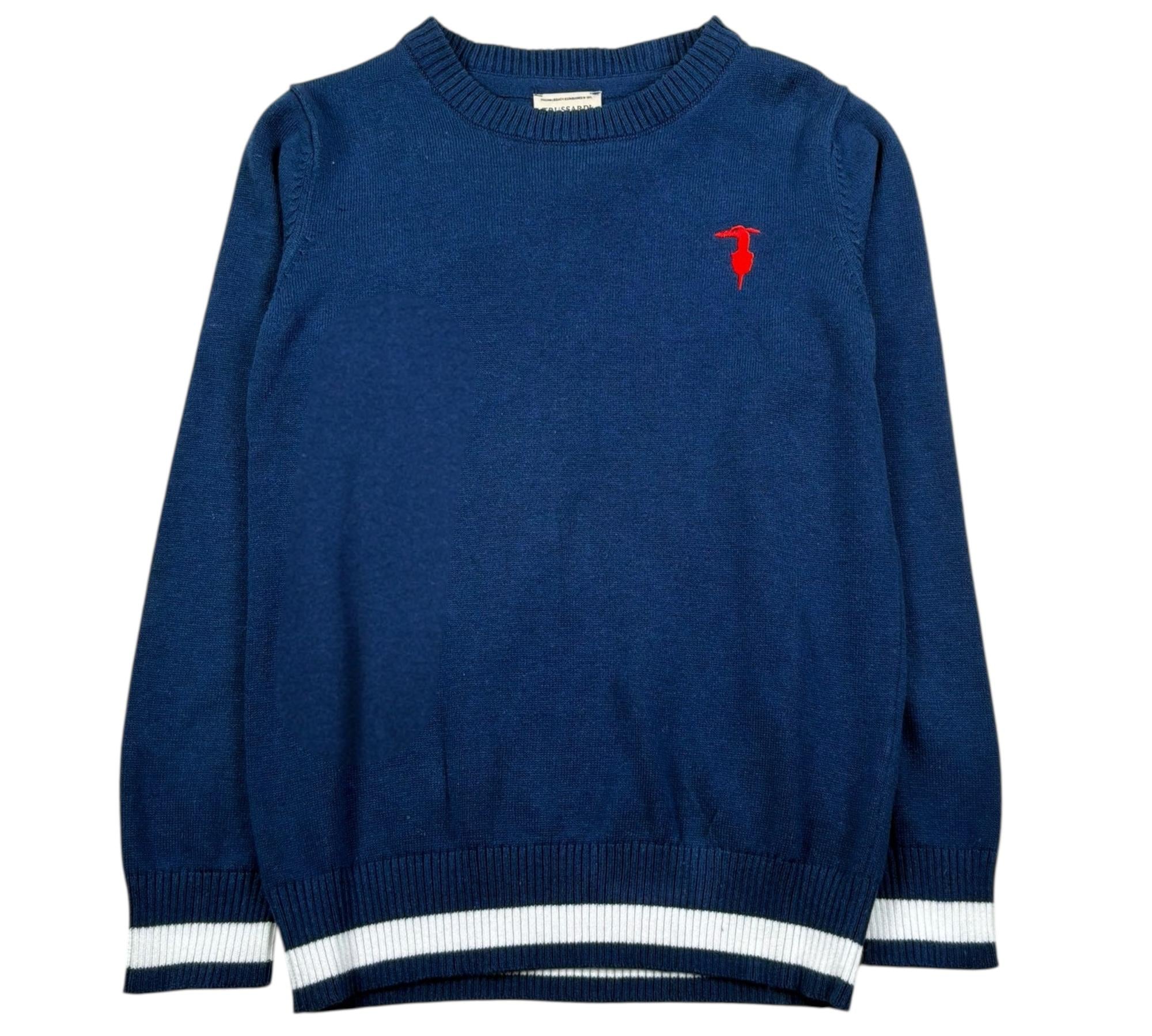 Trussardi Maglia Girocollo Tinta Unita con Logo per Bambino TBP26005MA BLU TRUSSARDI 