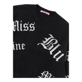 MISS BLUMARINE maglia tinta unita con stampa  Nero per Bambina IF3053 NERO MISS BLUMARINE 